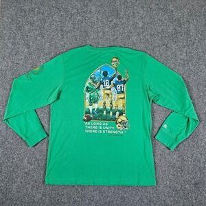 Notre Dame Football 2‎ Sided Graphic Long Sleeve Shirt Green Men's Size 2XL NCAA
